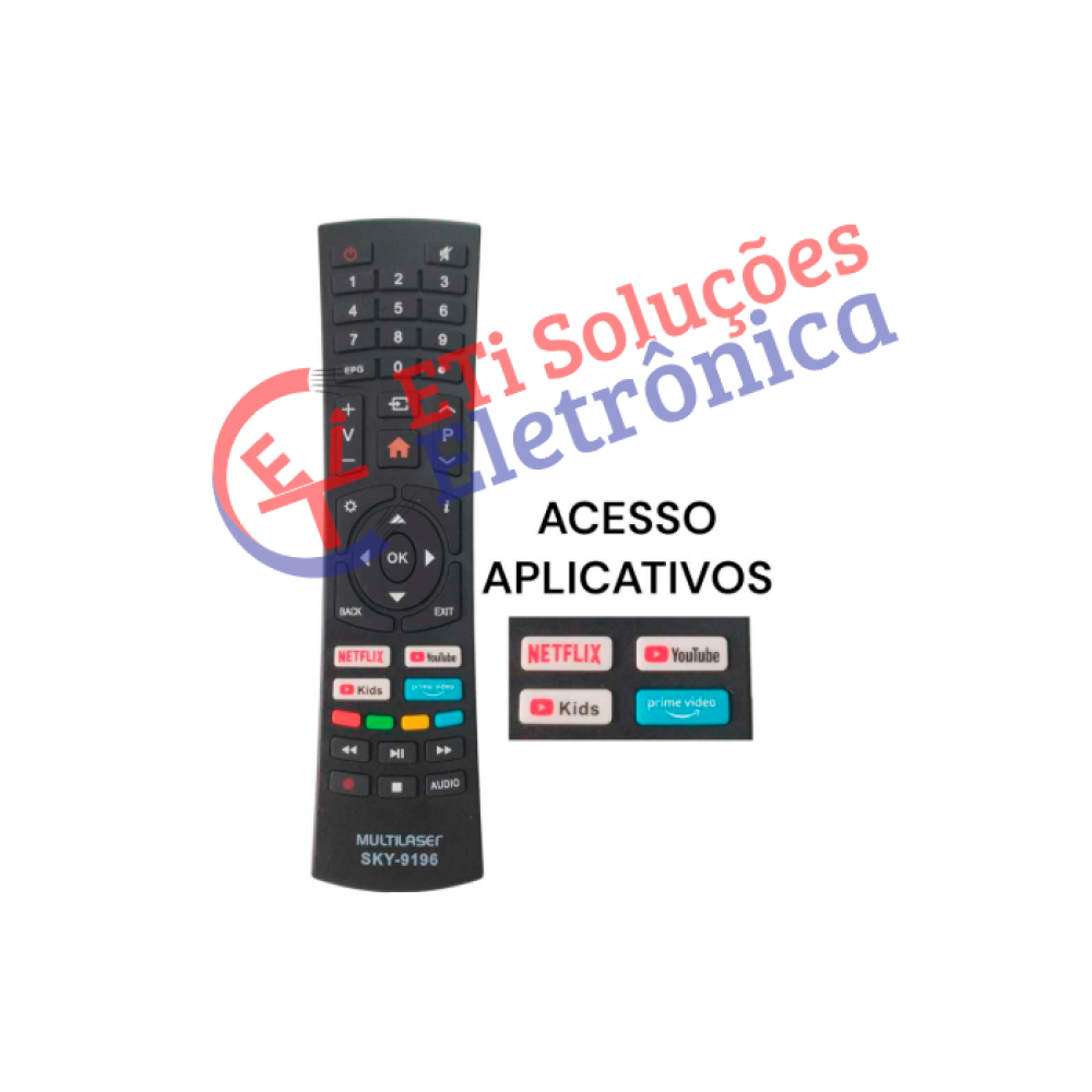 Controle TV MULTILASER SKY-9196 Controle TV MULTILASER SKY-9196